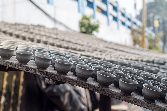 Chai cups waiting to be fired